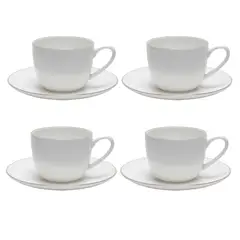 FLORENCIA - Set 4 Tazas Té con plato Borde Dorado