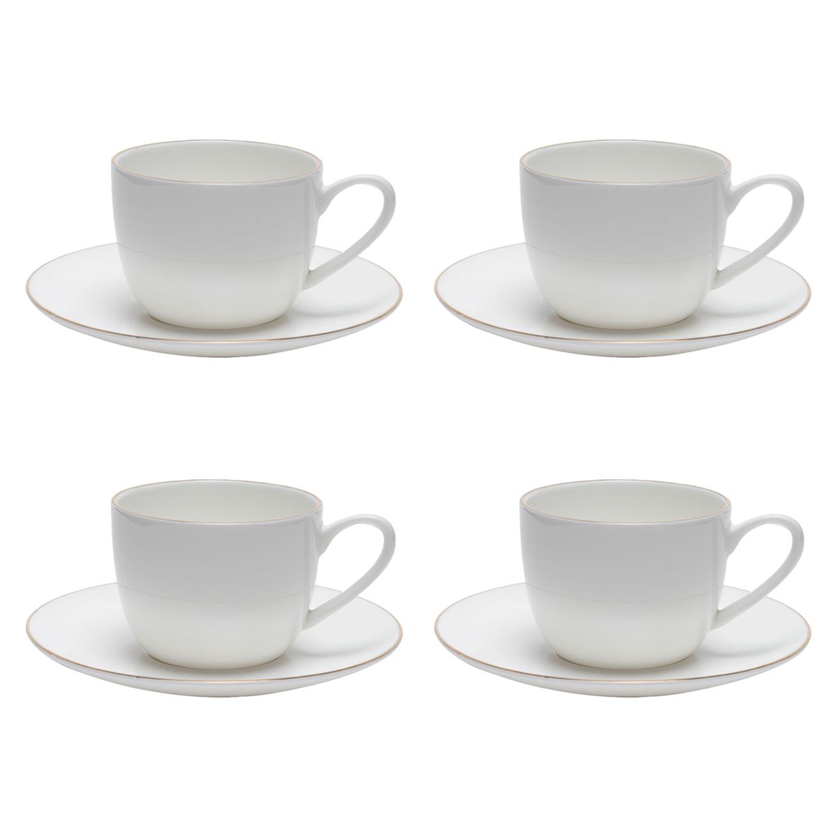 FLORENCIA - Set 4 Tazas Café con plato Borde Dorado Florencia