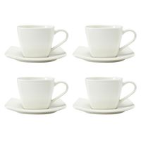 Set 4 Tazas Té 200 ml con plato Essential Cuadrado