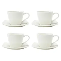BASEMENT HOME - Set 4 Tazas Té 200 ml con plato Essential Cuadrado