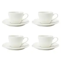BASEMENT HOME - Set 4 Tazas Café 120 ml con plato Essential Cuadrado