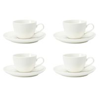 Set 4 Tazas Café 130 ml con plato Essential Cuadrado