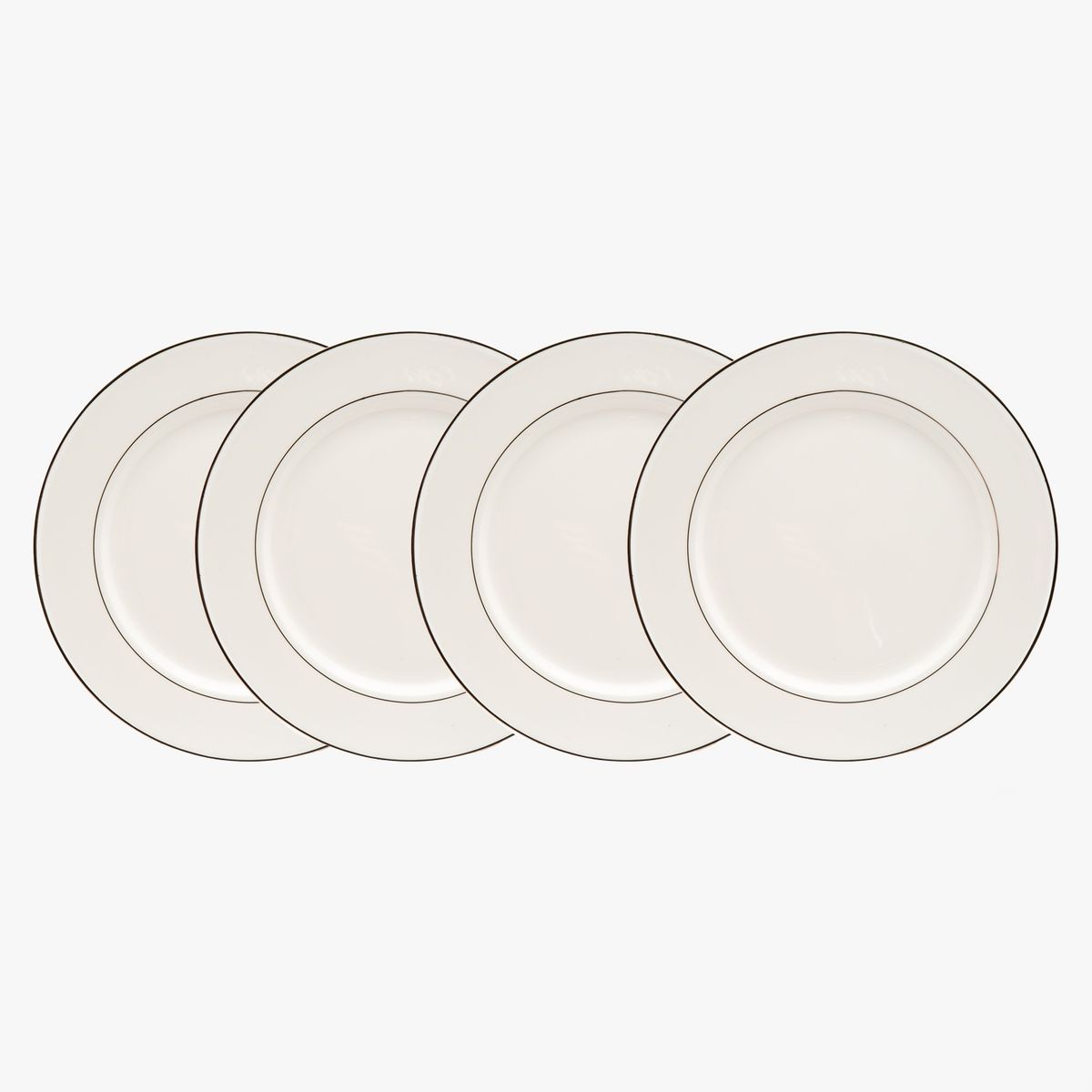 FLORENCIA - Set 4 Platos Fondo 26 cm Borde Plateado Florencia