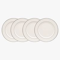 Set 4 Platos Fondo 26 cm Borde Plateado