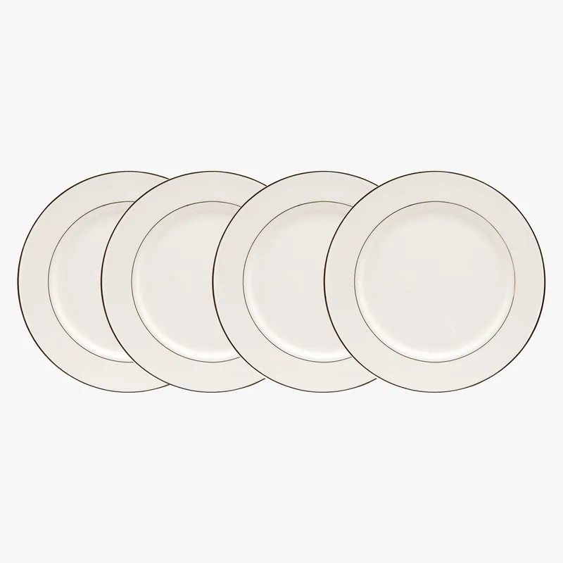 FLORENCIA - Set 4 Platos Fondo 26 cm Borde Plateado Florencia