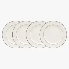 FLORENCIA - Set 4 Platos Fondo 26 cm Borde Plateado