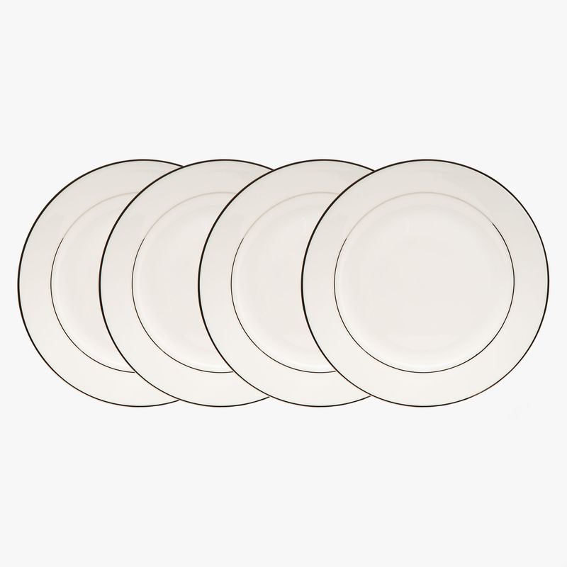 FLORENCIA - Set 4 Platos Ensalada/Postre 20 cm Borde Plateado Florencia