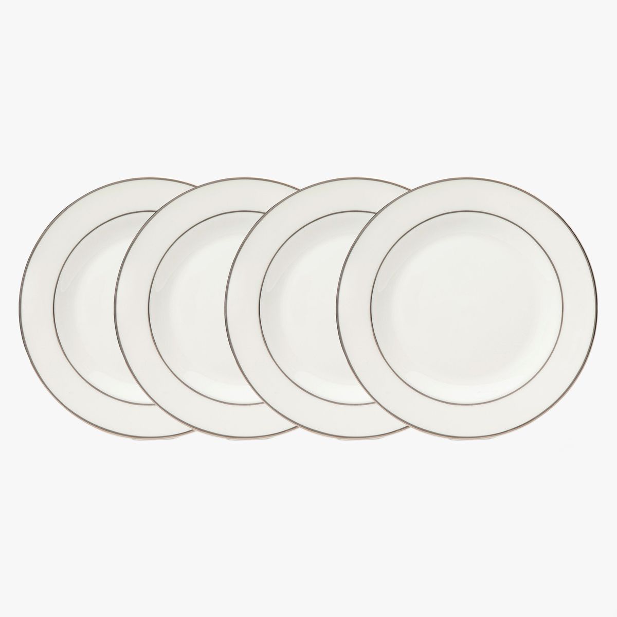 FLORENCIA - Set 4 Platos Pan 8 cm Borde Plateado Florencia