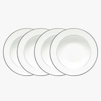 Set 4 Platos Sopa 22 cm Borde Plateado