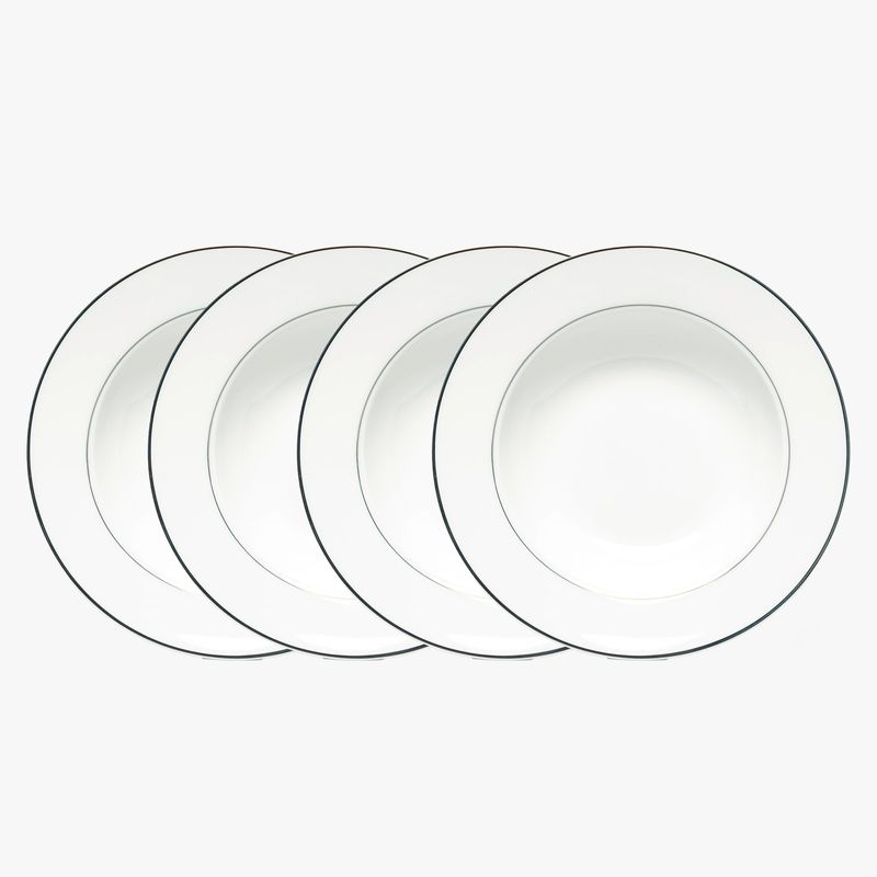FLORENCIA - Set 4 Platos Sopa 22 cm Borde Plateado Florencia