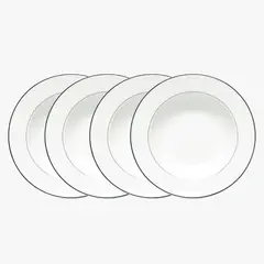 FLORENCIA - Set 4 Platos Sopa 22 cm Borde Plateado