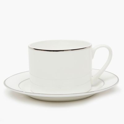 Imagen 2 del producto Set 4 Tazas Té 258 ml con plato Borde Plateado
