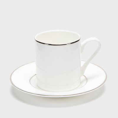 Imagen 2 del producto Set 4 Tazas Café 110 ml con plato Borde Plateado