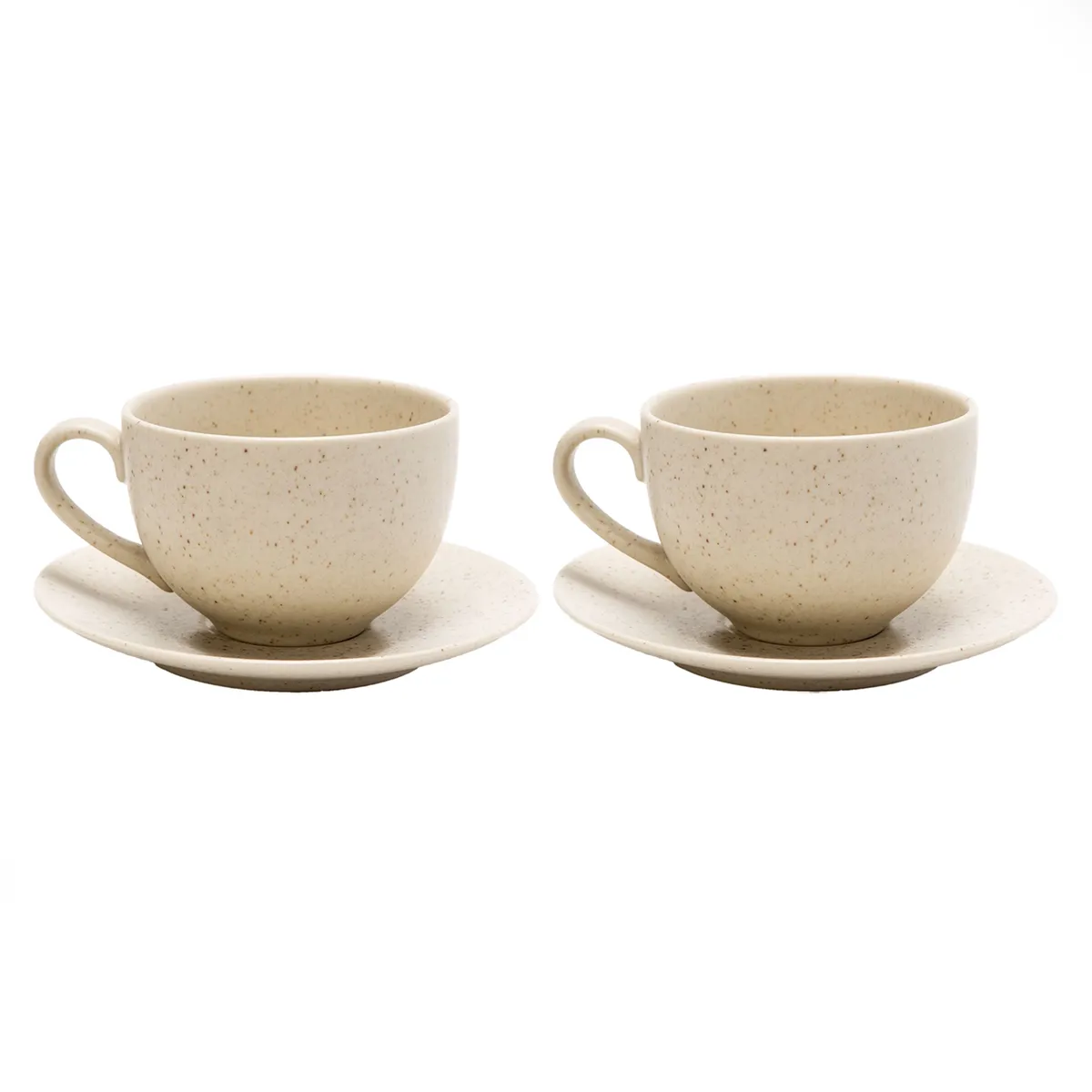BASEMENT HOME - Set 2 Tazas Té 500 ml con plato Cerámica Gres Basement Home