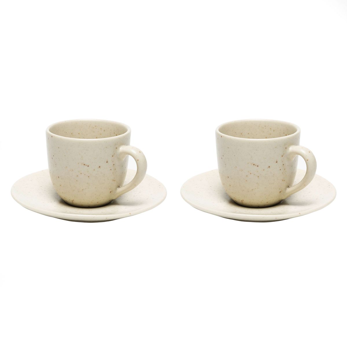 BASEMENT HOME - Set 2 Tazas Café 120 ml con plato Cerámica Gres Basement Home