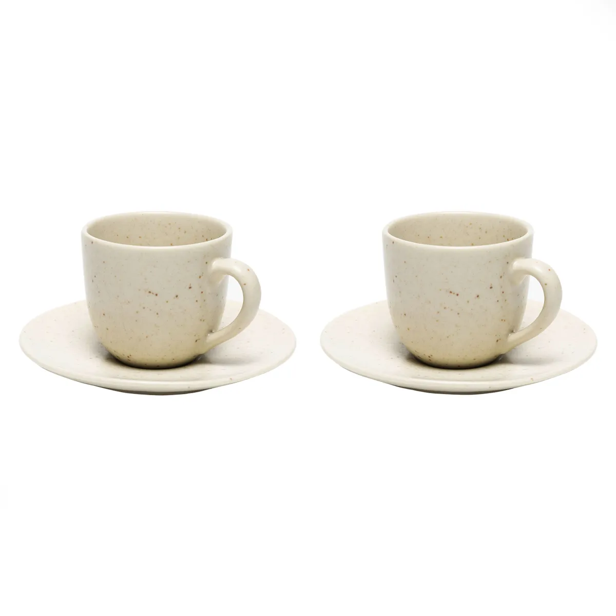 BASEMENT HOME - Set 2 Tazas Café 120 ml con plato Cerámica Gres Basement Home