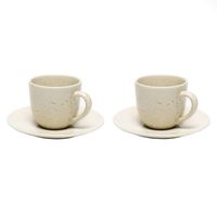 Set 2 Tazas Café 120 ml con plato Cerámica Gres