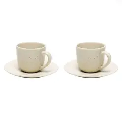 BASEMENT HOME - Set 2 Tazas Café 120 ml con plato Cerámica Gres
