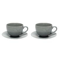Set 2 Tazas Té 500 ml con plato Cerámica Gres