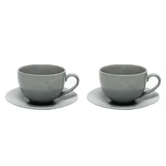 BASEMENT HOME - Set 2 Tazas Té 500 ml con plato Cerámica Gres