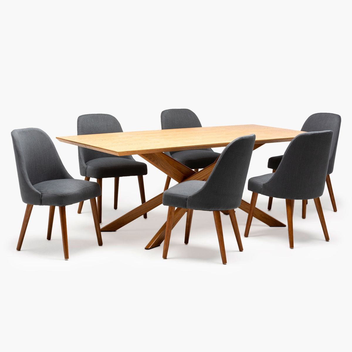 BASEMENT HOME - Juego de Comedor Gregorio Gris osc 6 sillas