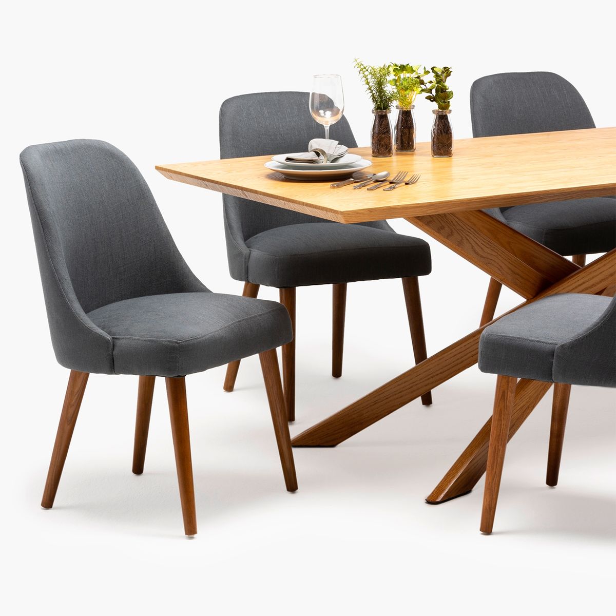 BASEMENT HOME - Juego de Comedor Gregorio Gris osc 6 sillas