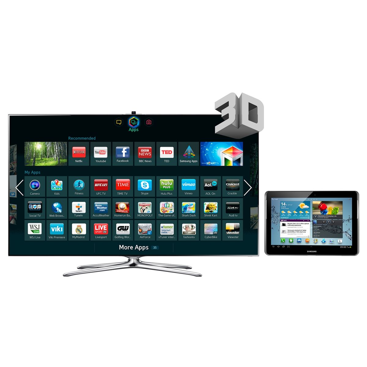  - LED 55" UN55F7500 Full HD Smart TV 3D + Tablet Galaxy 10" 16GB Wi-Fi