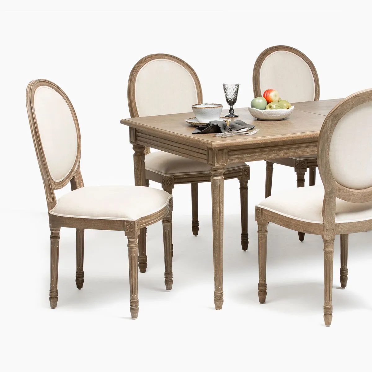 ROBERTA ALLEN - Juego de comedor rectangular Croisette 6 sillas crudo