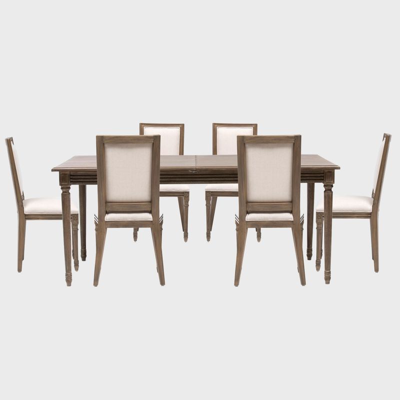 ROBERTA ALLEN - Juego de comedor rectangular Croisette 6 sillas crudo