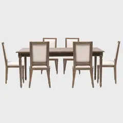 ROBERTA ALLEN - Juego de comedor rectangular Croisette 6 sillas crudo