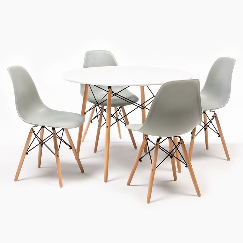 MICA - Juego de Comedor 4 sillas Bilund Gris