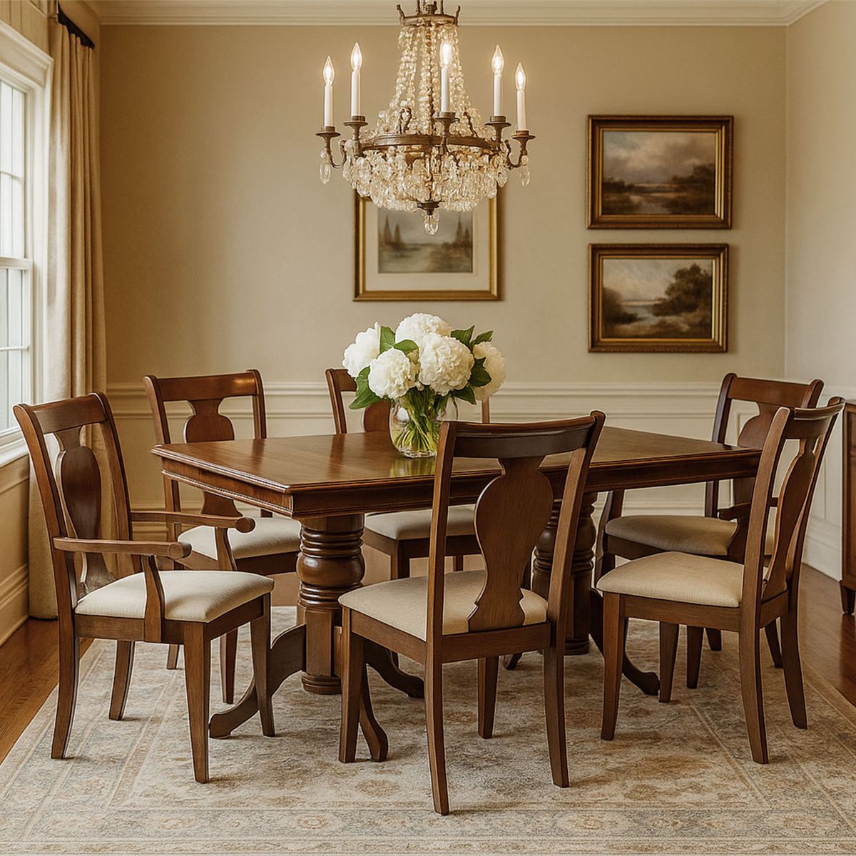 ROBERTA ALLEN - Juego de Comedor Valerie Rectangular 4 Sillas 2 Sitiales