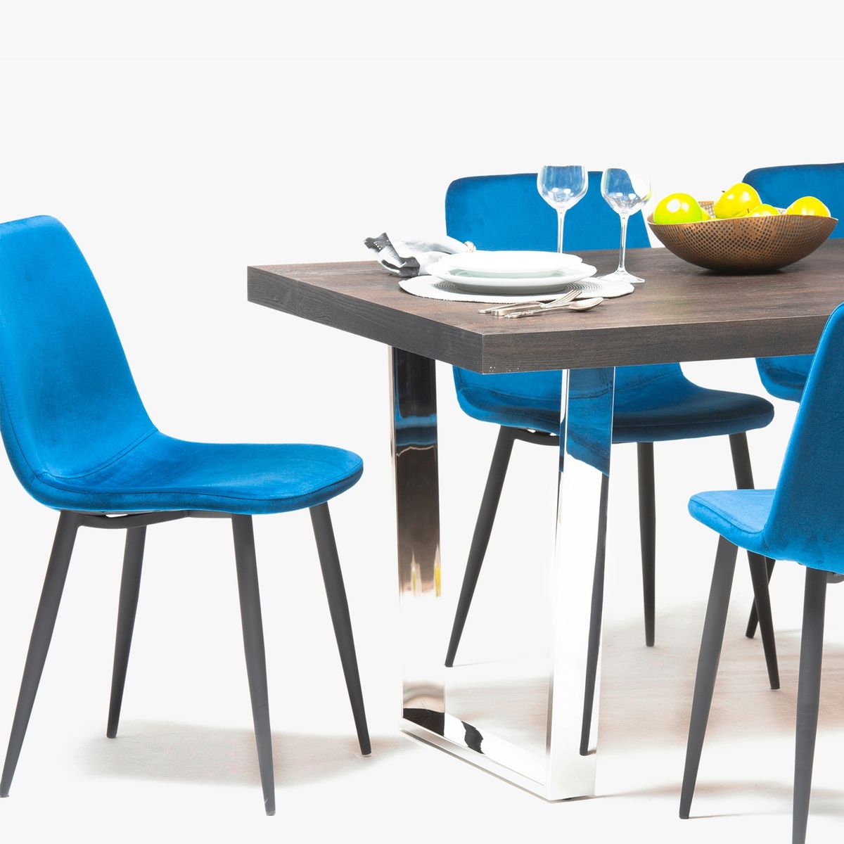 BASEMENT HOME - Juego de Comedor Empoli 6 Sillas Azul