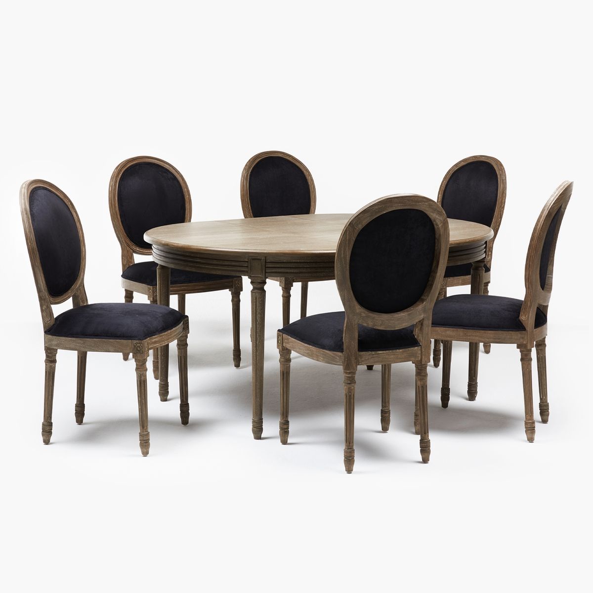 ROBERTA ALLEN - Juego de Comedor Rectangular Croissette 6 Sillas Negro