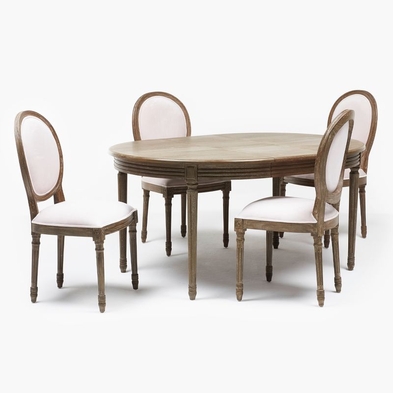 ROBERTA ALLEN - Juego de Comedor Redondo Croissette 4 Sillas Rosa