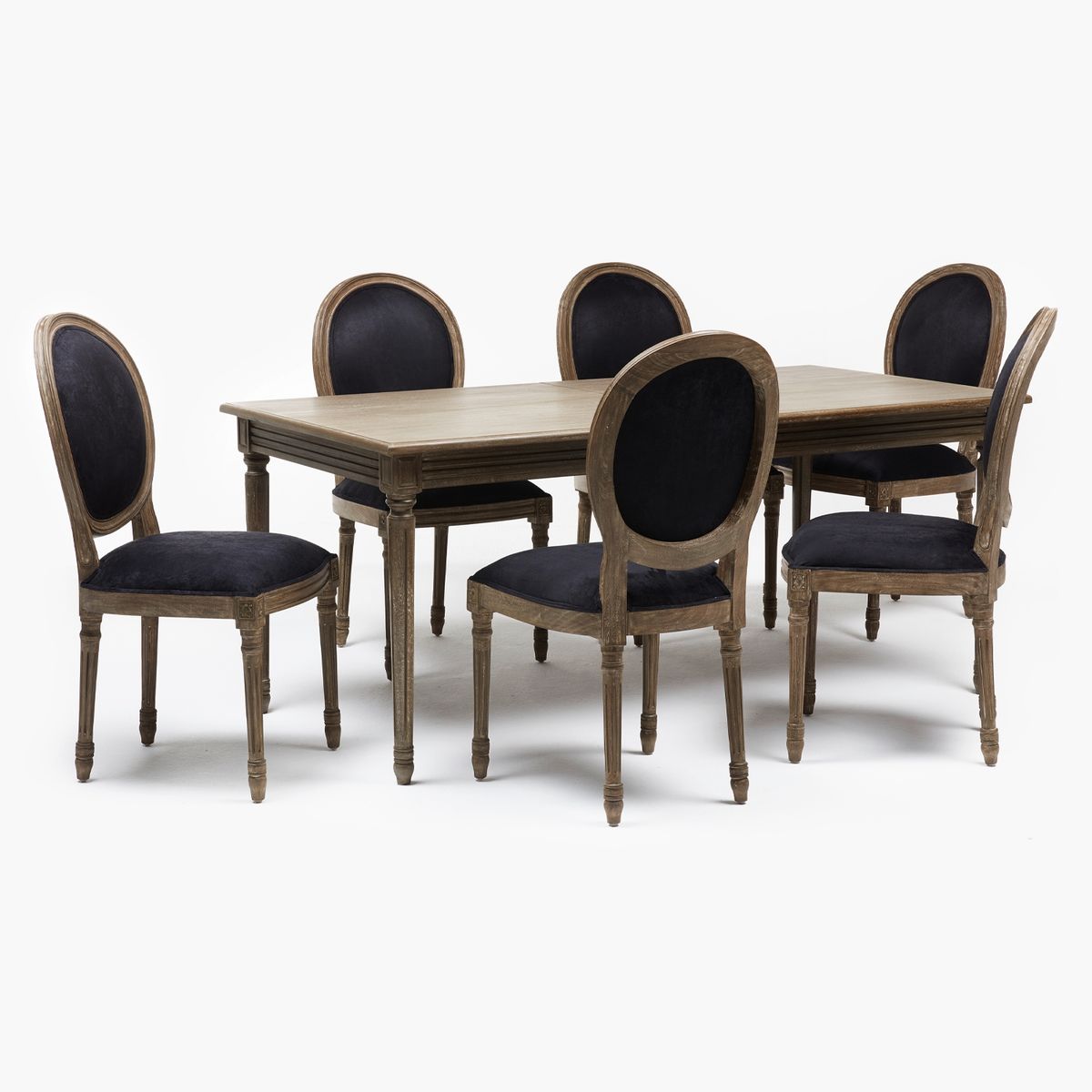 ROBERTA ALLEN - Juego de comedor redondo Croisette 6 sillas Negro