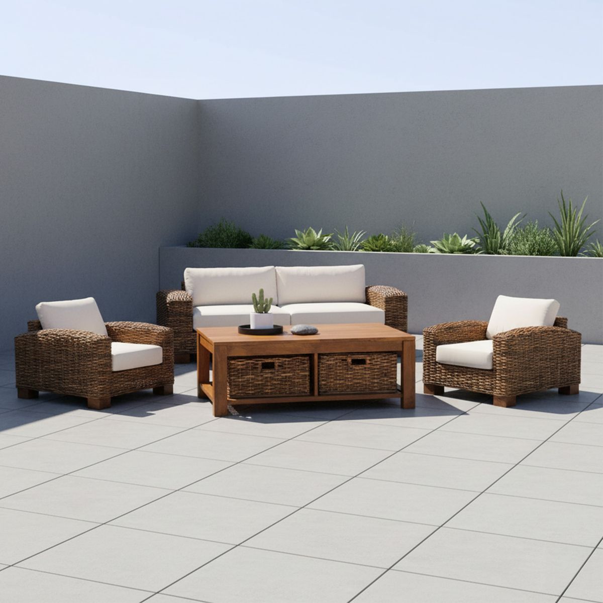 BASEMENT HOME - Juego de Living Kretes 3-1-1 + Mesa de Centro