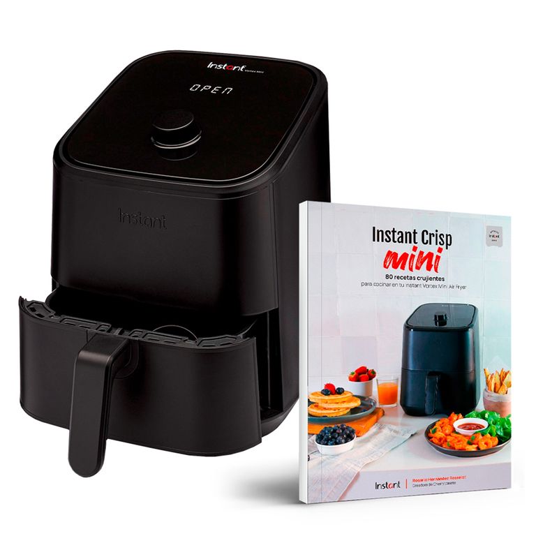 Combo Freidora de Aire Instant Vortex 4 en 1 de 1,9 litros negra + Libro Instant Crisp Mini