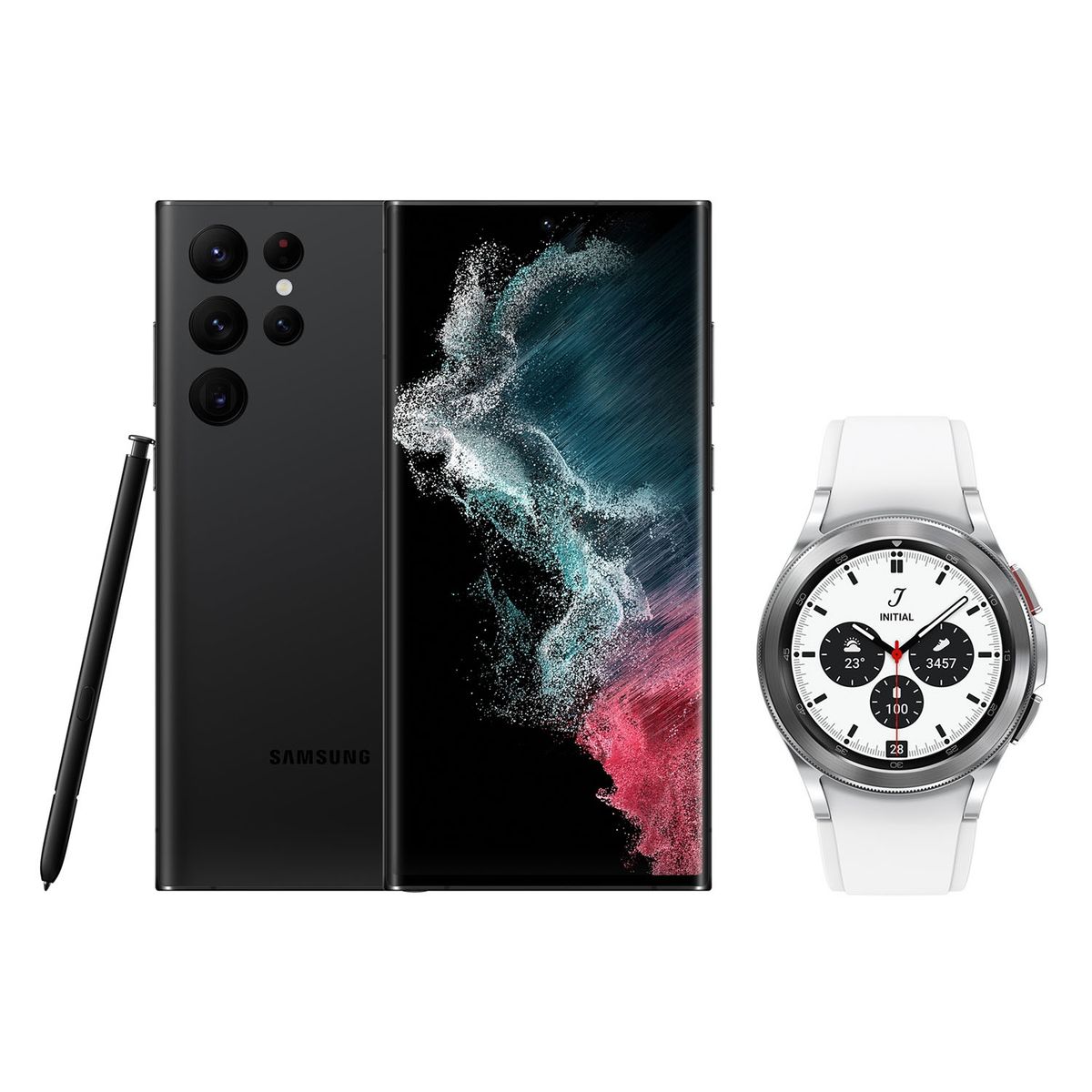 SAMSUNG - Galaxy S22 Ultra 5G 128GB Black + Galaxy Watch4 Classic 42 mm