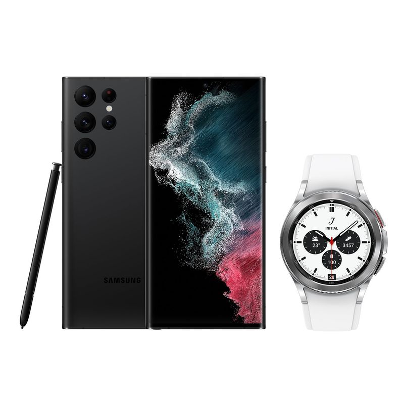 SAMSUNG - Galaxy S22 Ultra 5G 256GB Black +Galaxy Watch4 Classic 42 mm