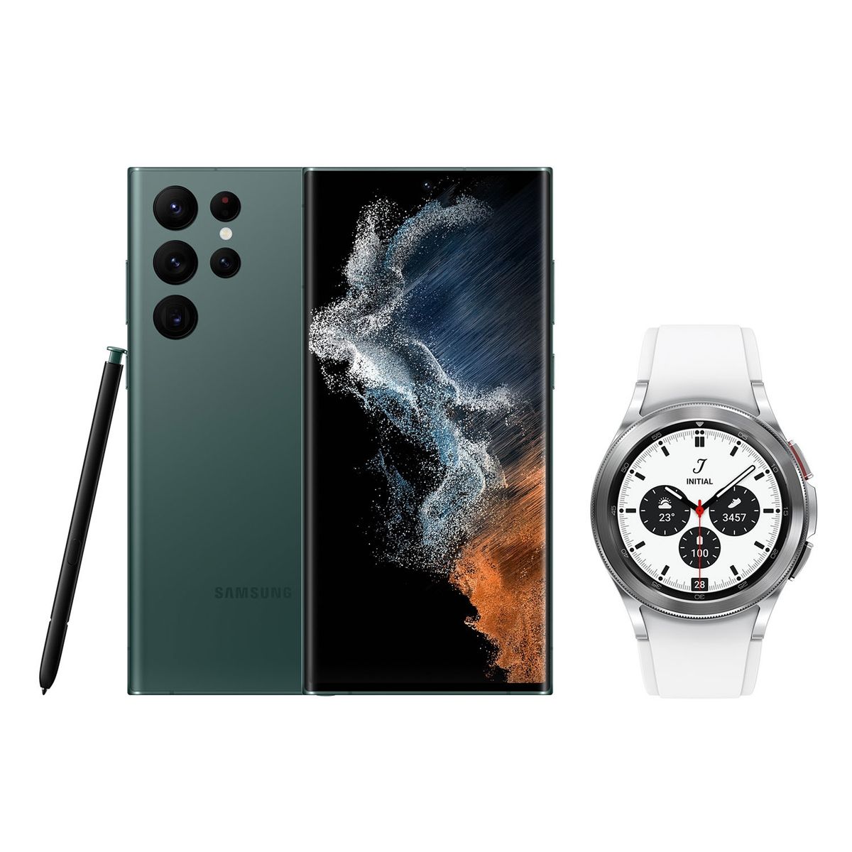 SAMSUNG - Galaxy S22 Ultra 5G 256GB Green +Galaxy Watch4 Classic 42 mm