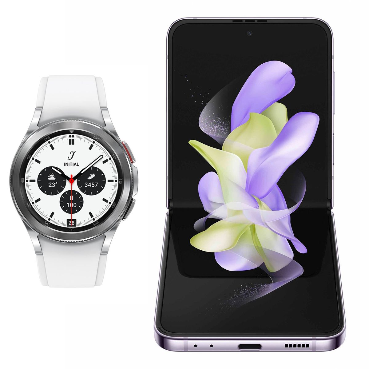 SAMSUNG - Galaxy Z Flip4 256gb Lila + Galaxy Watch4 Classic 42mm Silver