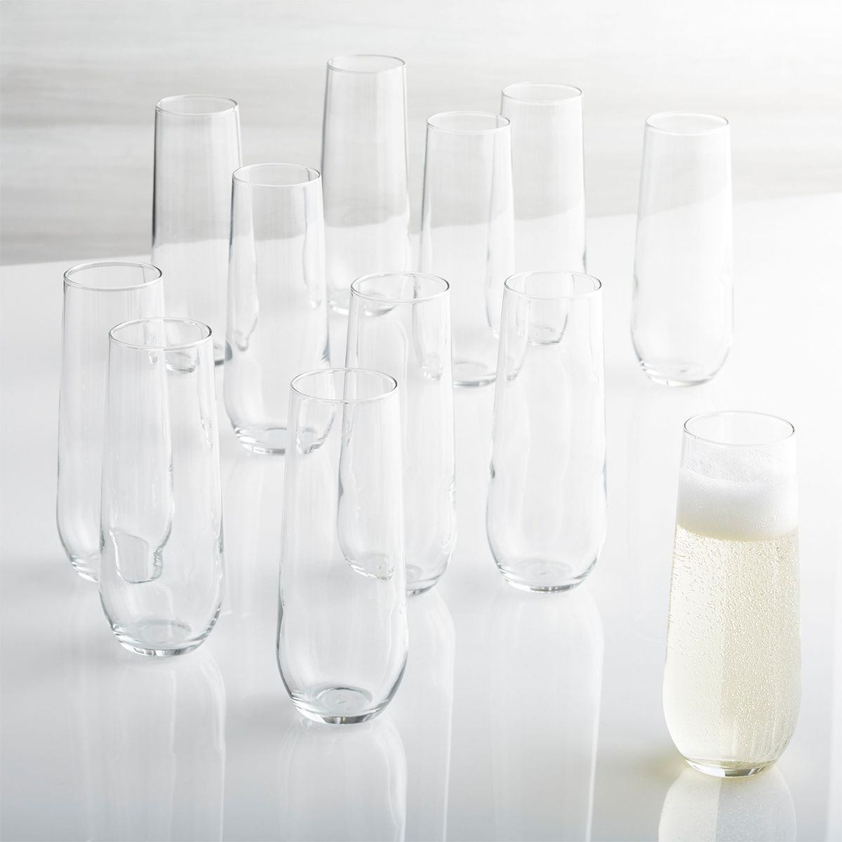 CRATE & BARREL - Set 12 Copas Champagne Stemless