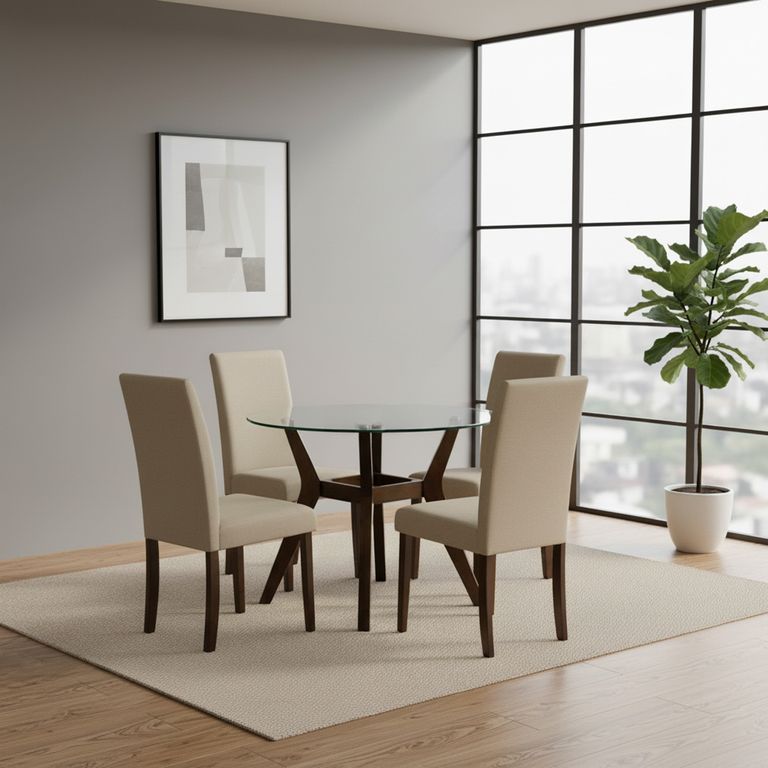 BASEMENT HOME Juego de Comedor Margot Red 4 Sillas