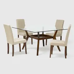 BASEMENT HOME - Juego de Comedor Margot Cuad 4 Sillas