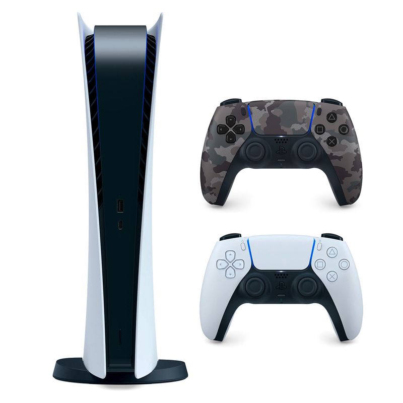 PLAYSTATION - PS5 Consola Playstation 5 Sony (Versión Digital) + Control Inalámbrico Dualsense Gray Camouflage PS5