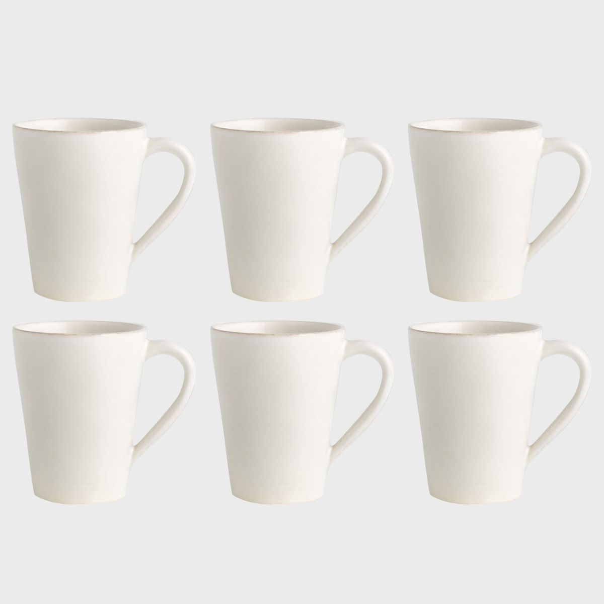 CRATE & BARREL - Set 6 Mugs Marin Blanco