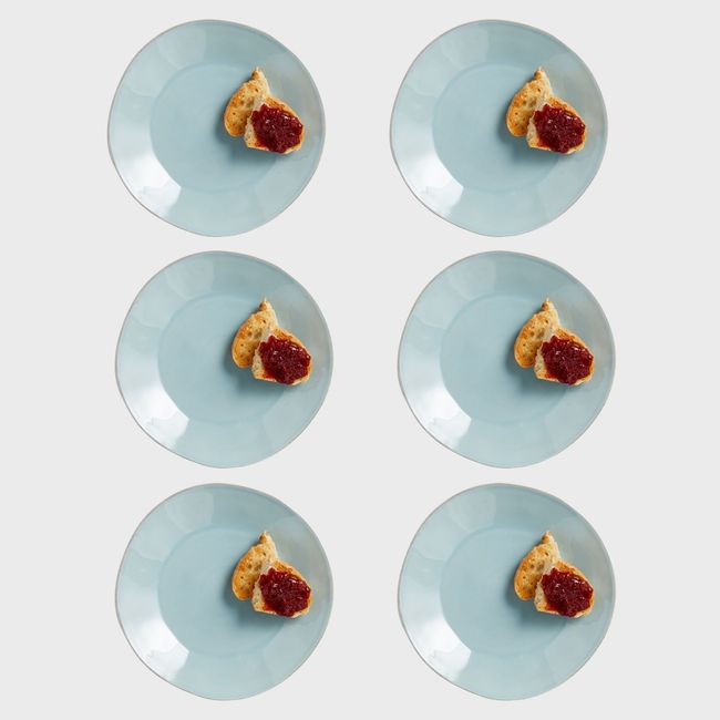 CRATE & BARREL - Set 6 Platos de Fondo Marin Azul
