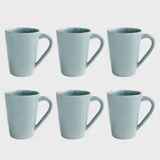 CRATE & BARREL - Set 6 Mugs Marin Azul