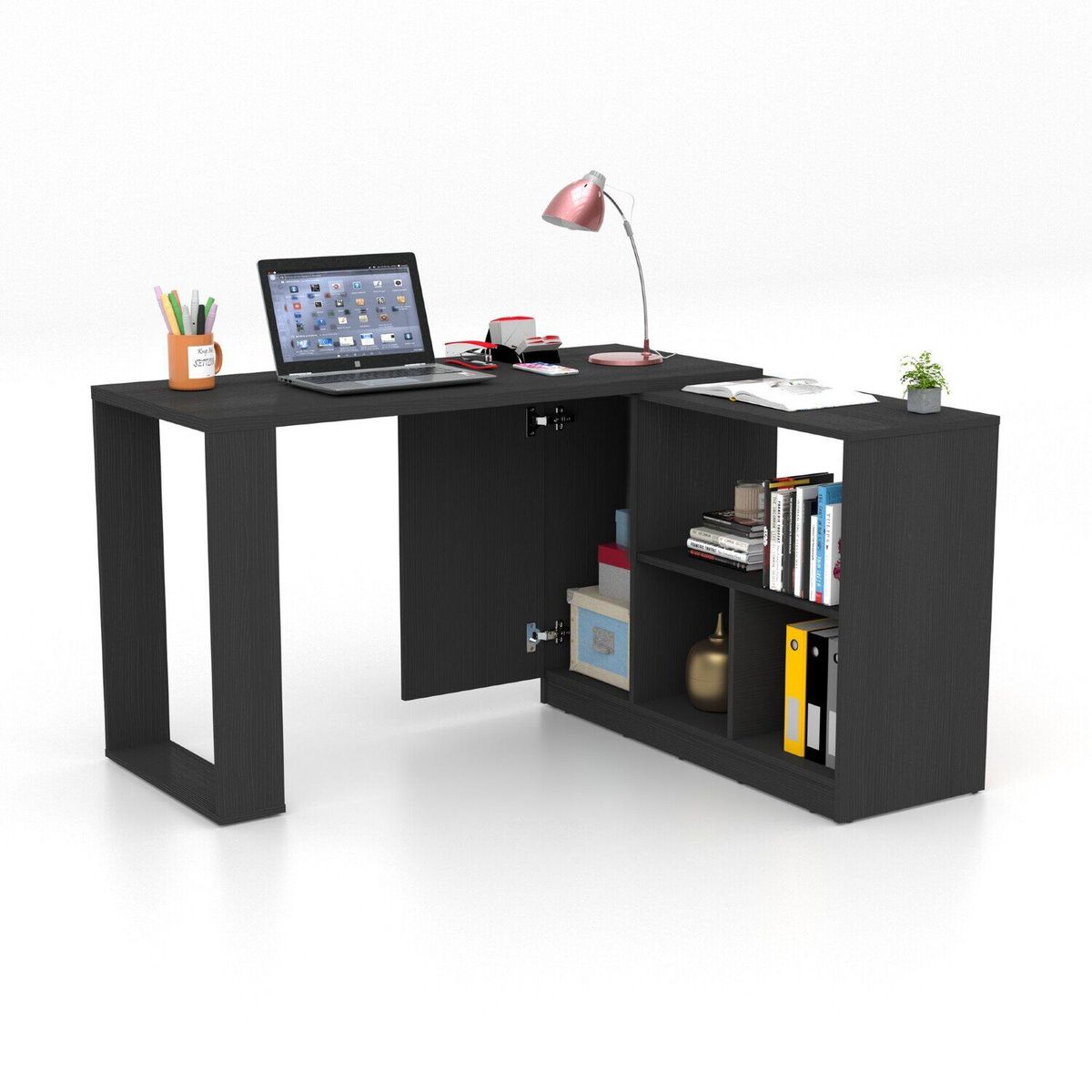 MADERKIT - Escritorio dual lineal o en l color wengue